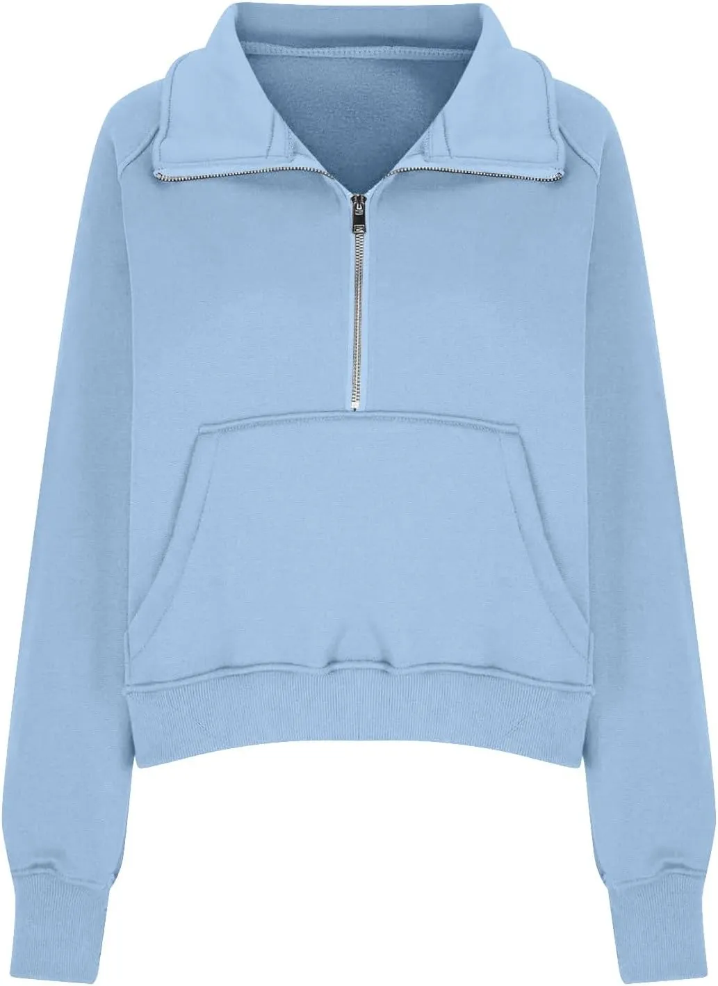 Ladies Stand Collar Hoodie Trendy Plus Fleece Sweatshirt 2024 Solid Color Loose Long Sleeve Comfy Slim Half Zip Pullover