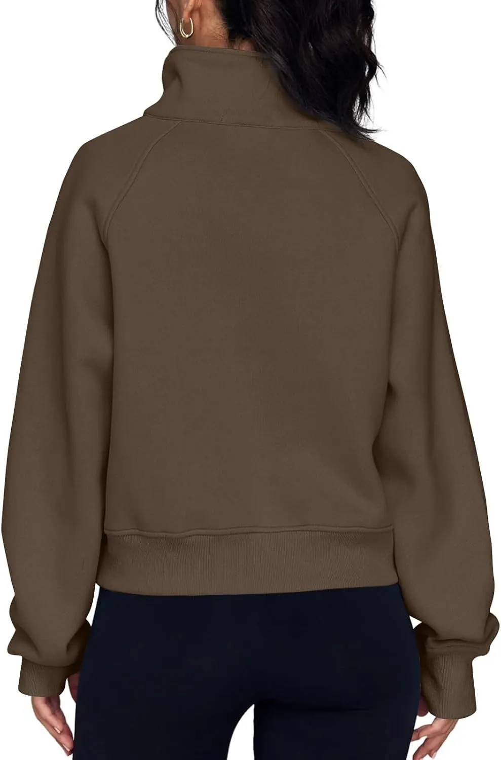 Ladies Stand Collar Hoodie Trendy Plus Fleece Sweatshirt 2024 Solid Color Loose Long Sleeve Comfy Slim Half Zip Pullover