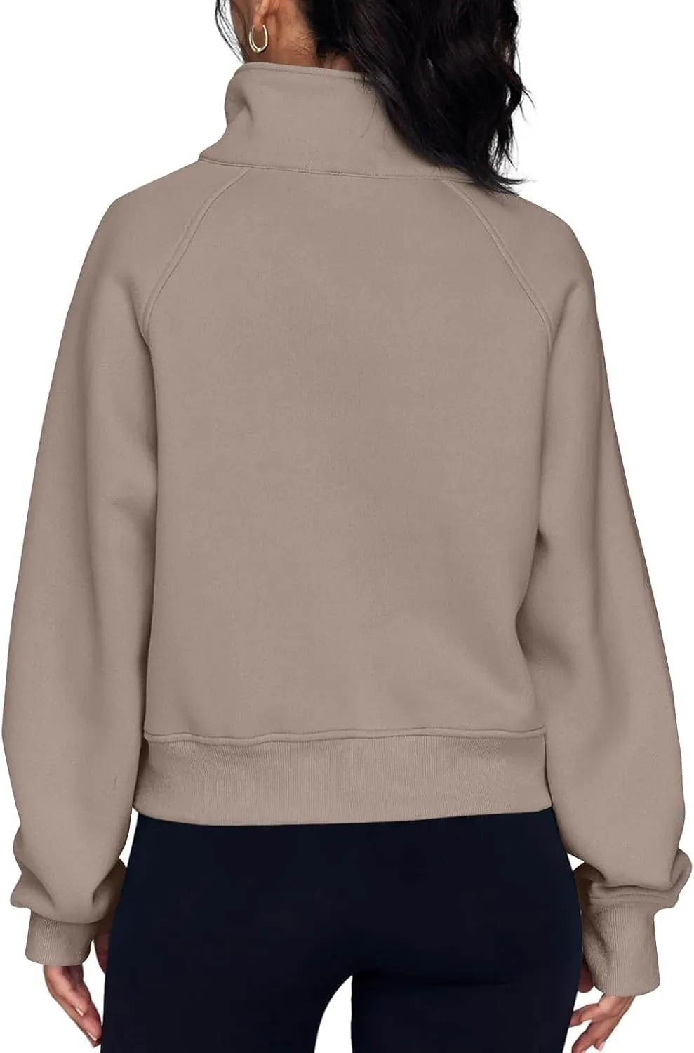 Ladies Stand Collar Hoodie Trendy Plus Fleece Sweatshirt 2024 Solid Color Loose Long Sleeve Comfy Slim Half Zip Pullover