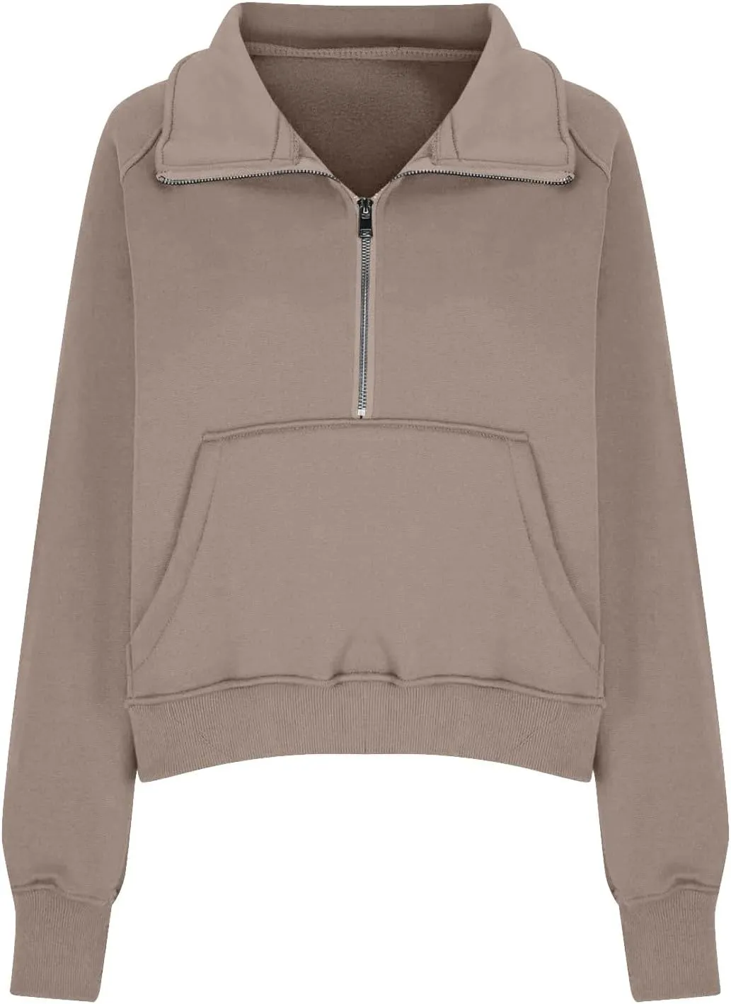 Ladies Stand Collar Hoodie Trendy Plus Fleece Sweatshirt 2024 Solid Color Loose Long Sleeve Comfy Slim Half Zip Pullover
