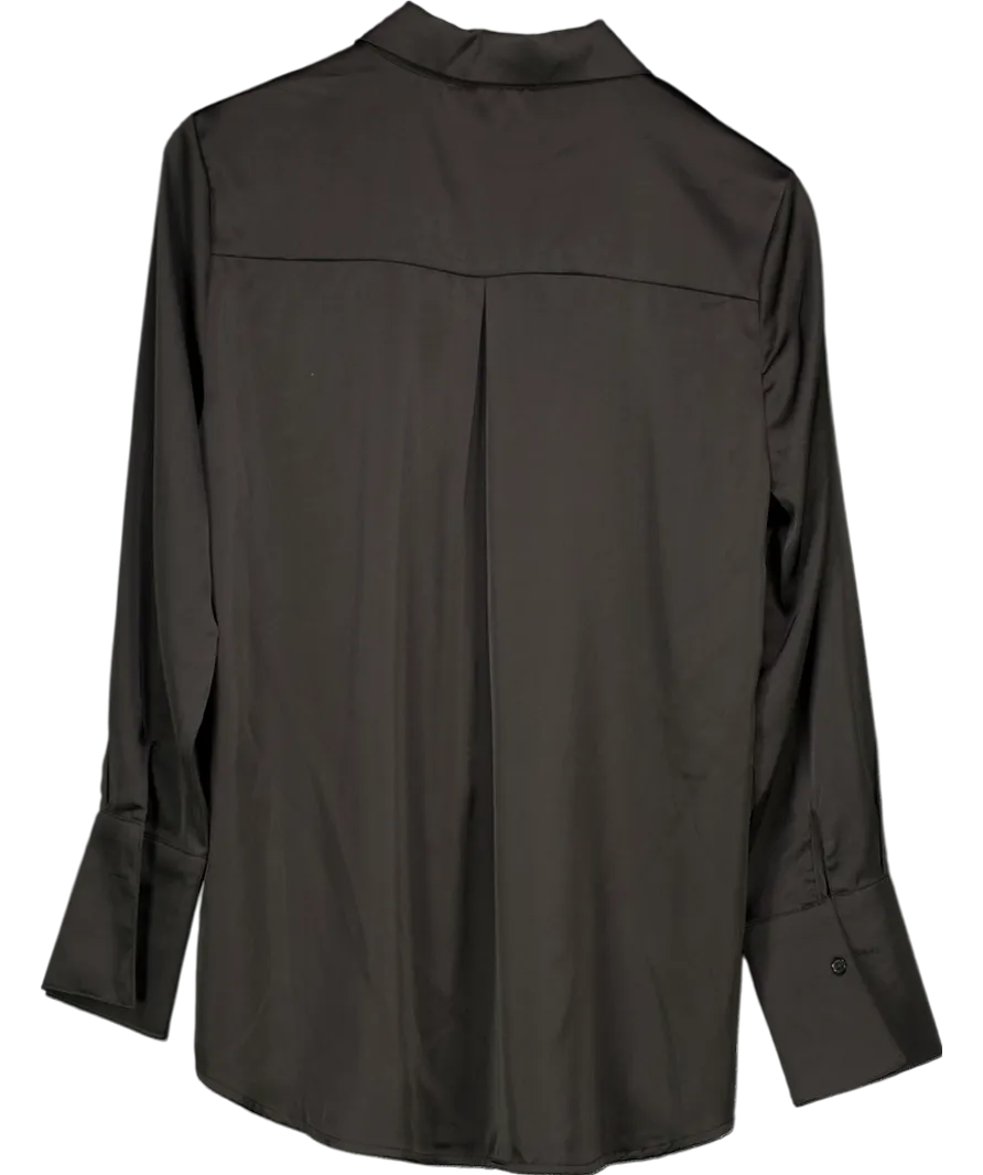 LAW & CO Choklate Camille Satin Shirt Black UK L