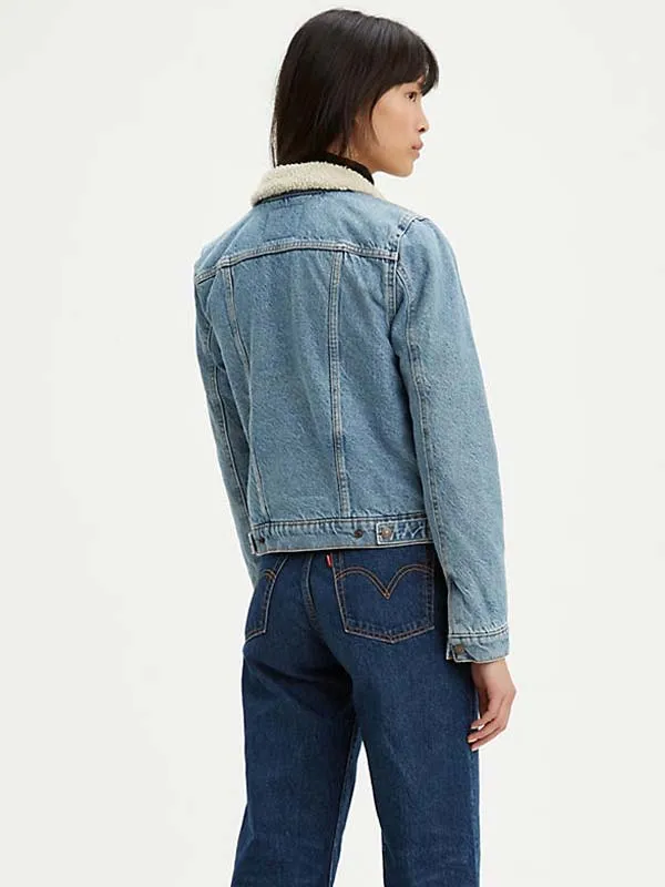 Levis 361360000 Womens Original Sherpa Trucker Denim Jacket Divided Blue