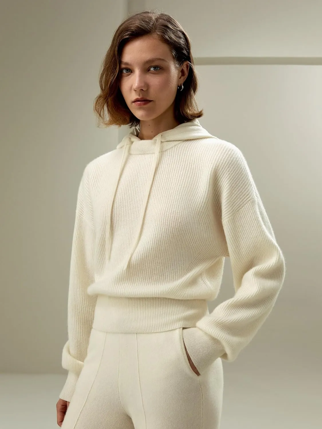 LilySilk Womens Pullover Sweater 100% Cashmere Oversized Hoodie with Detached Hood for Fall & Winter Causal