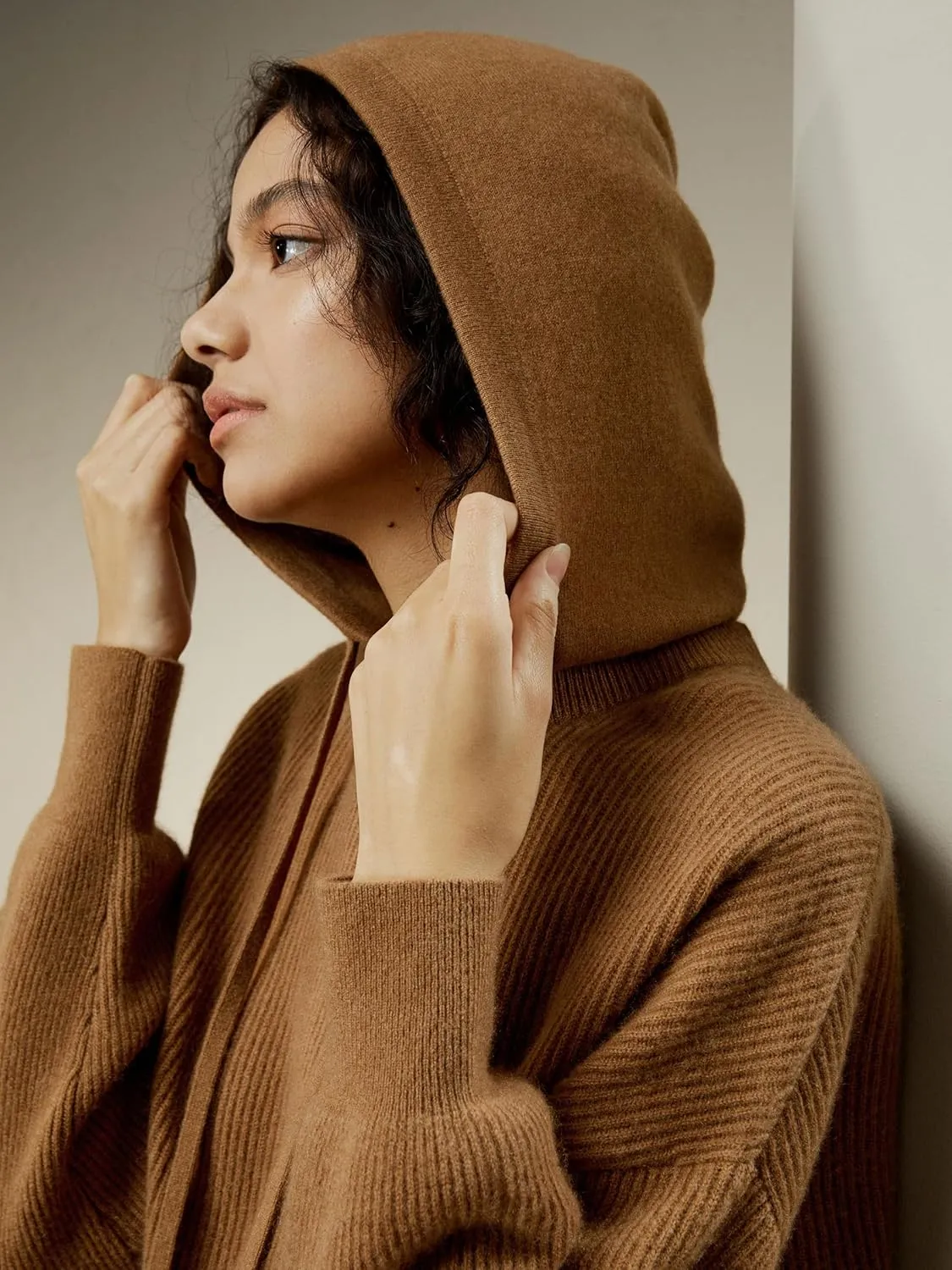 LilySilk Womens Pullover Sweater 100% Cashmere Oversized Hoodie with Detached Hood for Fall & Winter Causal