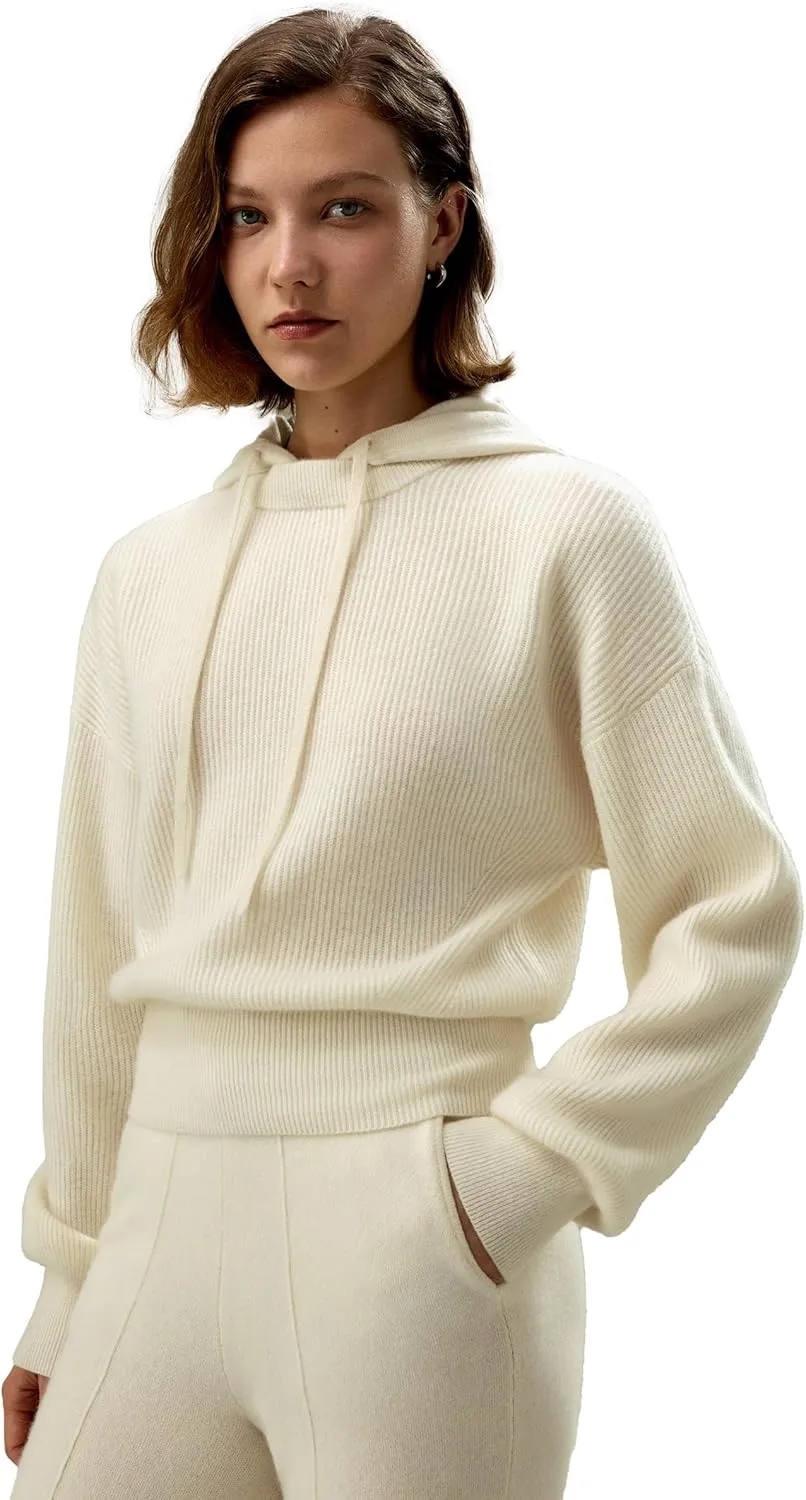 LilySilk Womens Pullover Sweater 100% Cashmere Oversized Hoodie with Detached Hood for Fall & Winter Causal