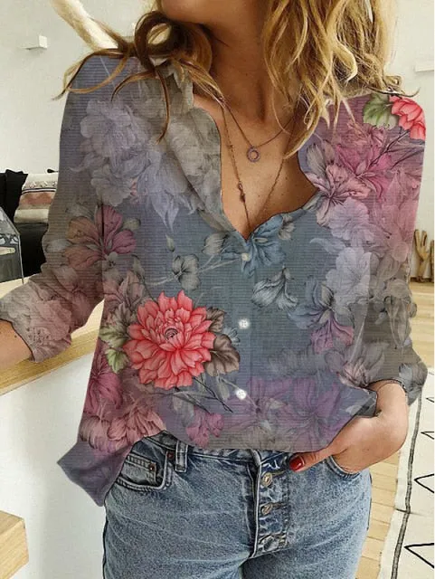 Loose Floral Print Cardigans