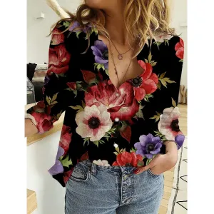 Loose Floral Print Cardigans