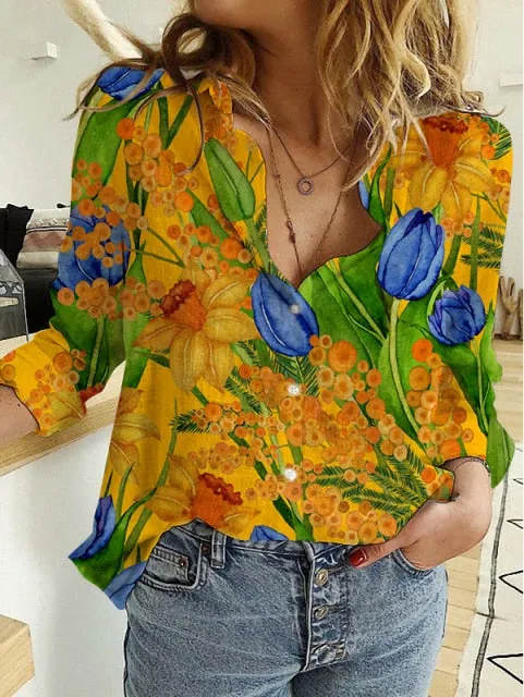 Loose Floral Print Cardigans