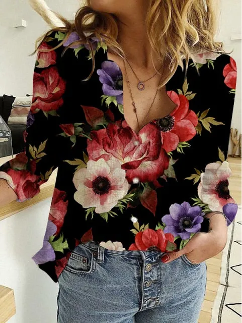 Loose Floral Print Cardigans