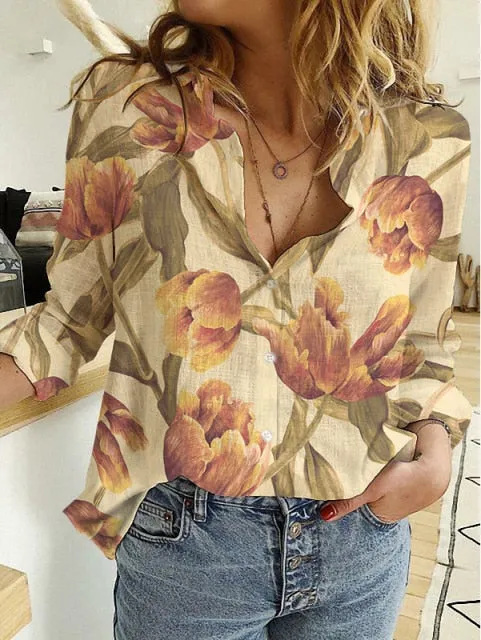 Loose Floral Print Cardigans