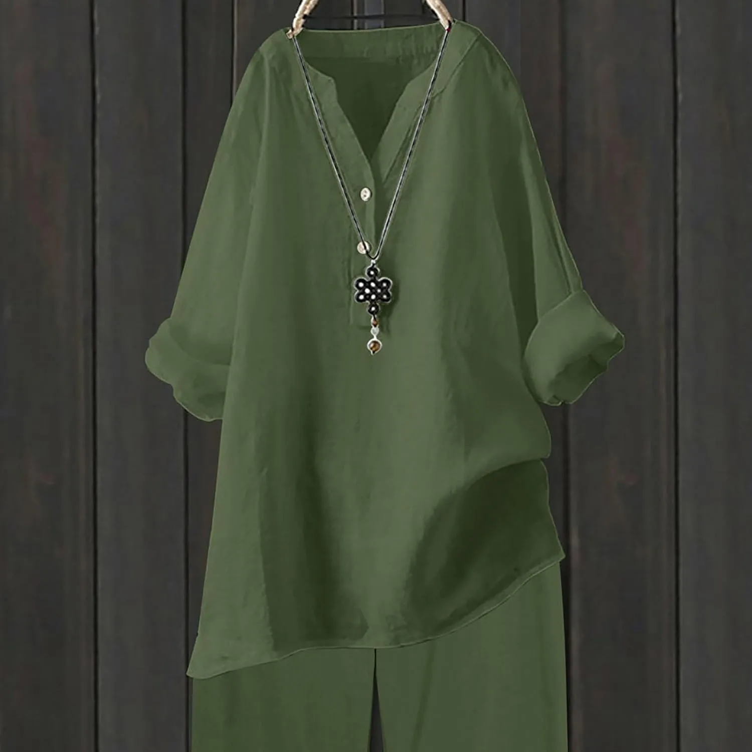 Loose Size Solid Shirt for Women Casual Long Sleeve Blouse Button Open Front Outwear Comfy Tops Work Office Tops
