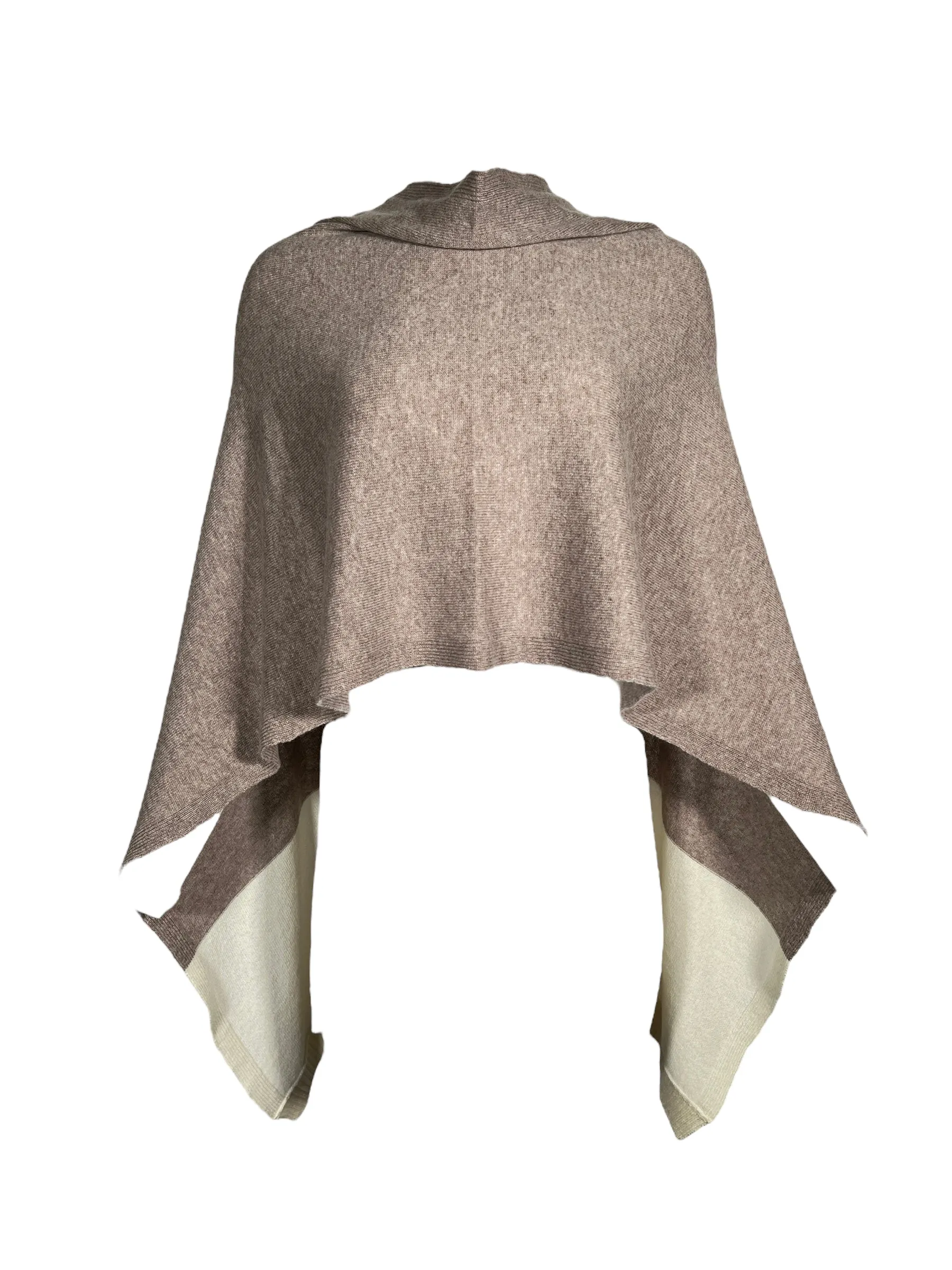 LUIV FIRENZE CASHMERE 2 TONE PONCHO - OATMEAL/IVORY