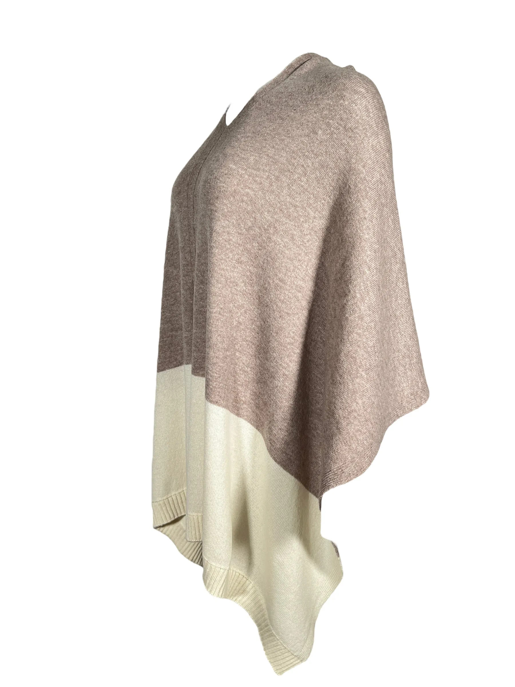 LUIV FIRENZE CASHMERE 2 TONE PONCHO - OATMEAL/IVORY