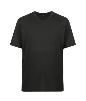 Luxe Lotus Jersey V Neck T-Shirt in Carbon