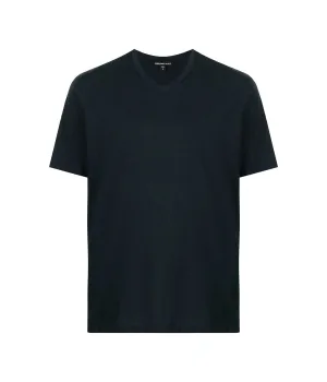 Luxe Lotus Jersey V Neck T-Shirt in French Navy