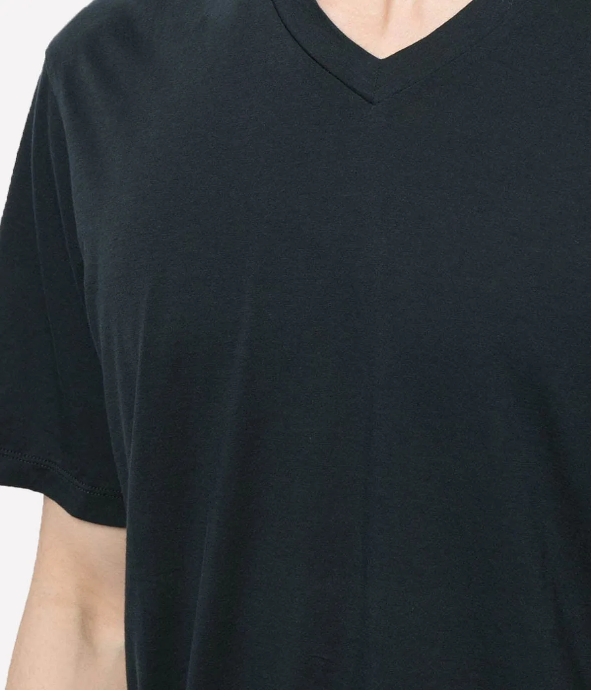 Luxe Lotus Jersey V Neck T-Shirt in French Navy