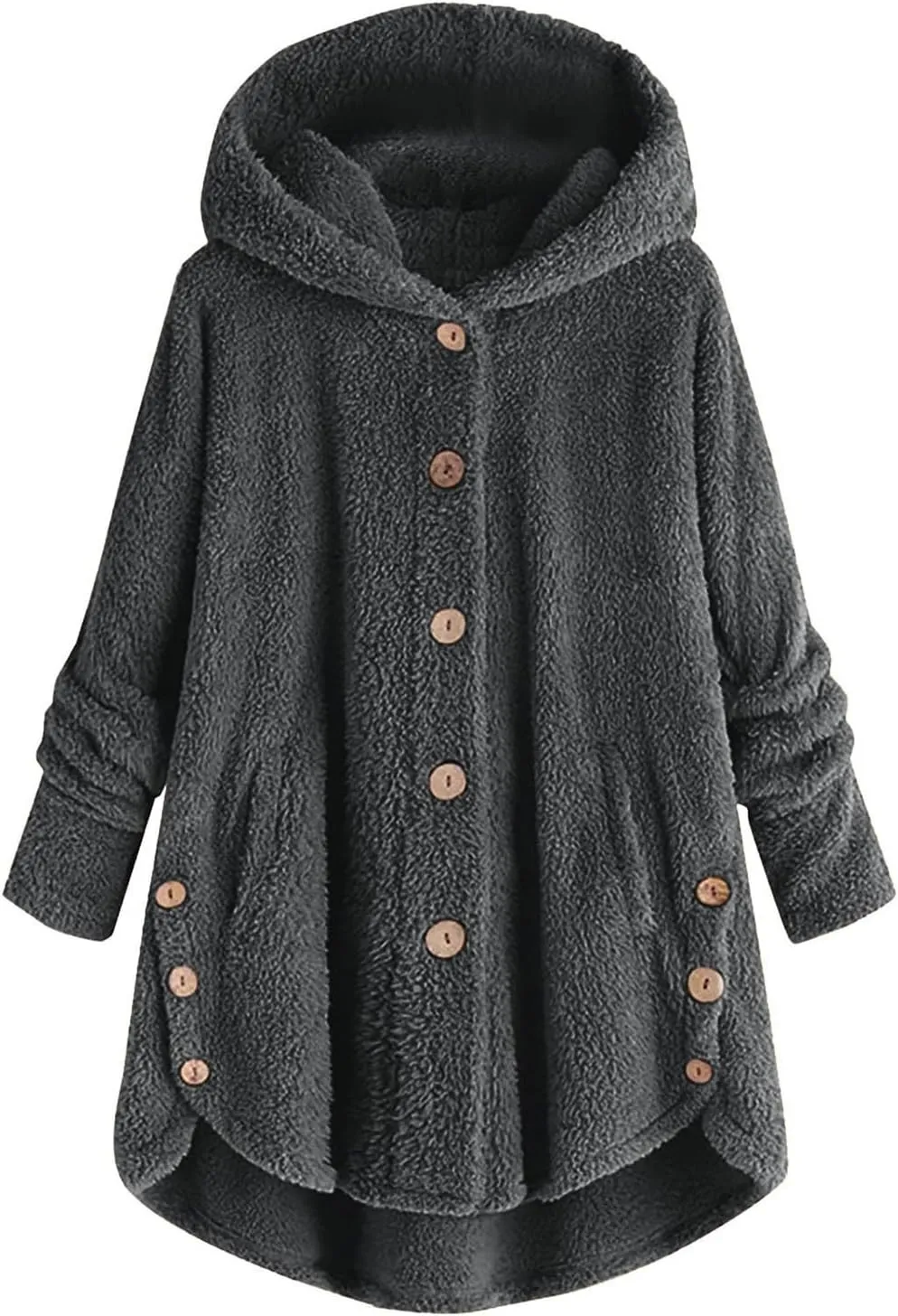 maisdgop Womens Fuzzy Fleece Sherpa Hoodies Oversized Teddy Bear Coat Button down Sweatshirt with Pockets Soft Fall Jackets