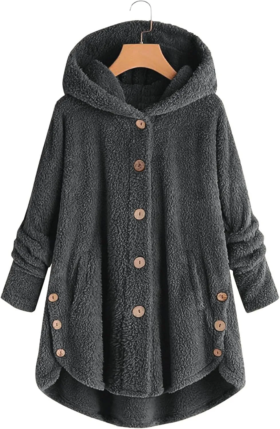 maisdgop Womens Fuzzy Fleece Sherpa Hoodies Oversized Teddy Bear Coat Button down Sweatshirt with Pockets Soft Fall Jackets