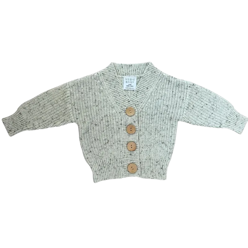 Mebie Baby - Chunky Knit Cardigan in Heather Grey