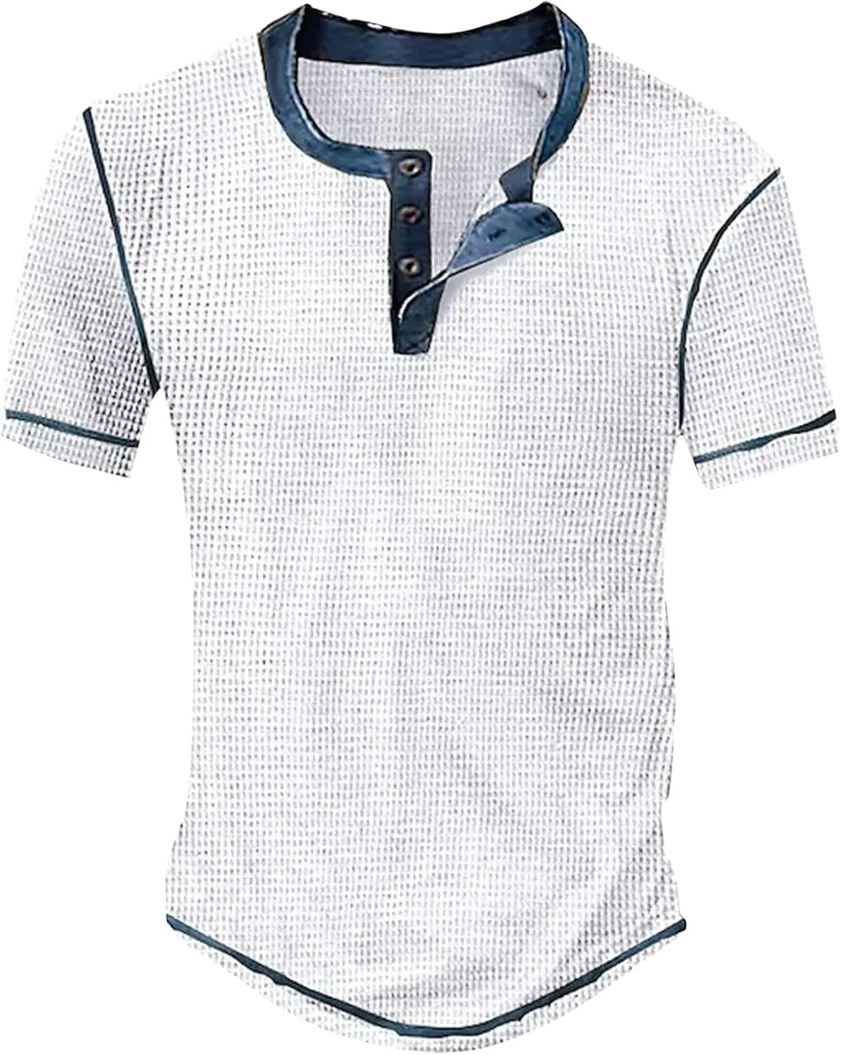Mens Distressed Henley Shirts Short Sleeve Button Down V Neck T-Shirts Classic Golf Shirt Summer Slim Fit Casual Tops