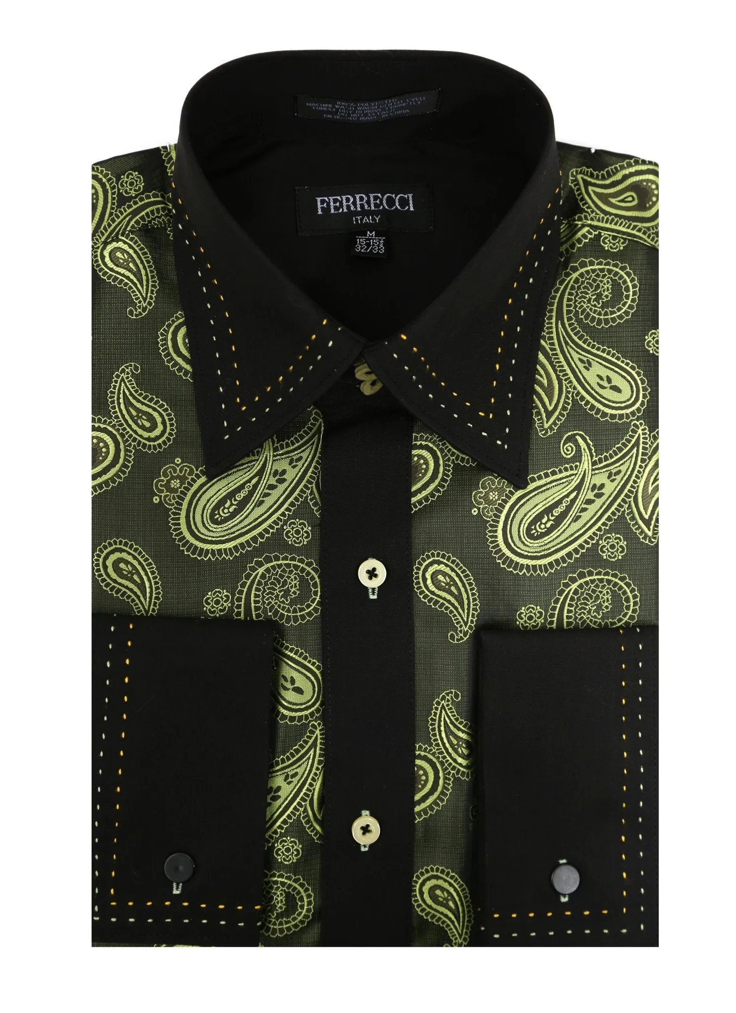 Men's Dress Shirt MSD-1010 Green Paisley