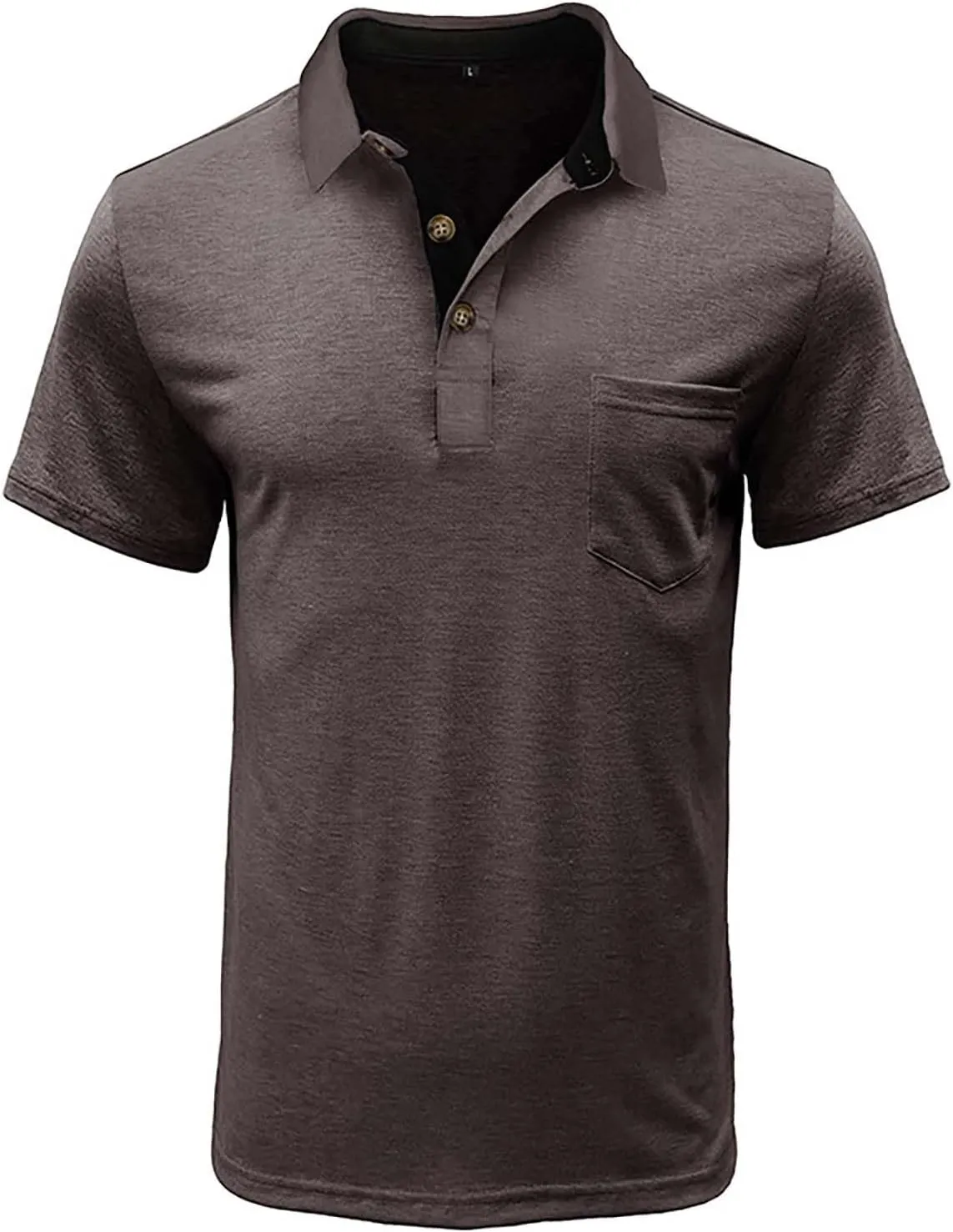 Mens Polo Shirts Classic Button Collared Short Sleeve Golf Shirts Casual Slim Fit Dress Polo T Shirts with Pockets