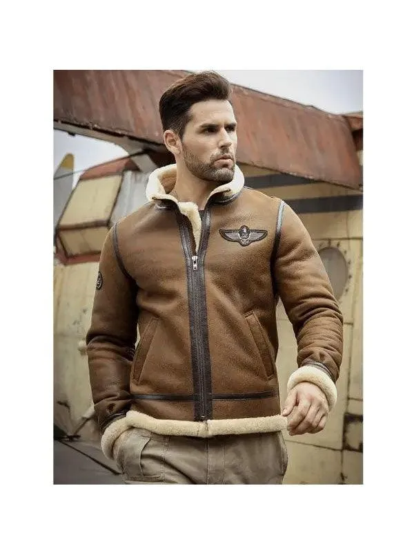 Men's Shearling Sheepskin Motorcycle Leather Jacket