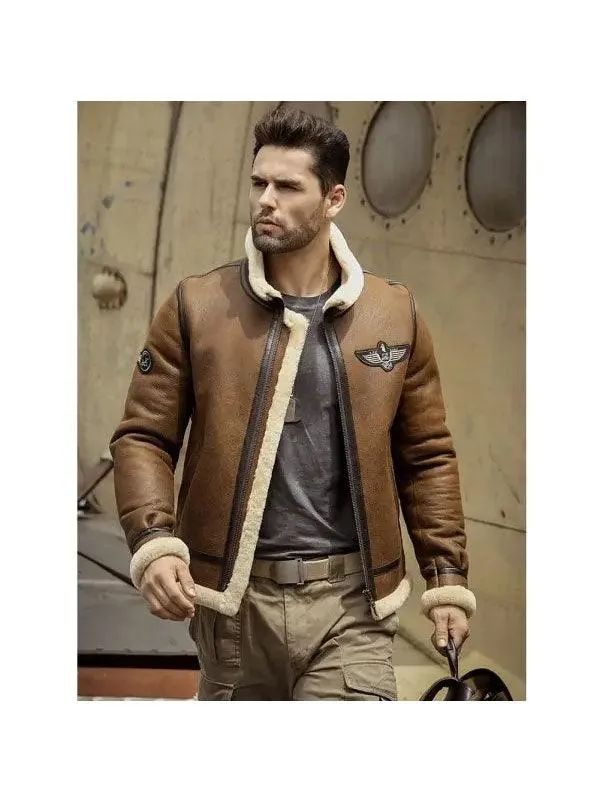 Men's Shearling Sheepskin Motorcycle Leather Jacket