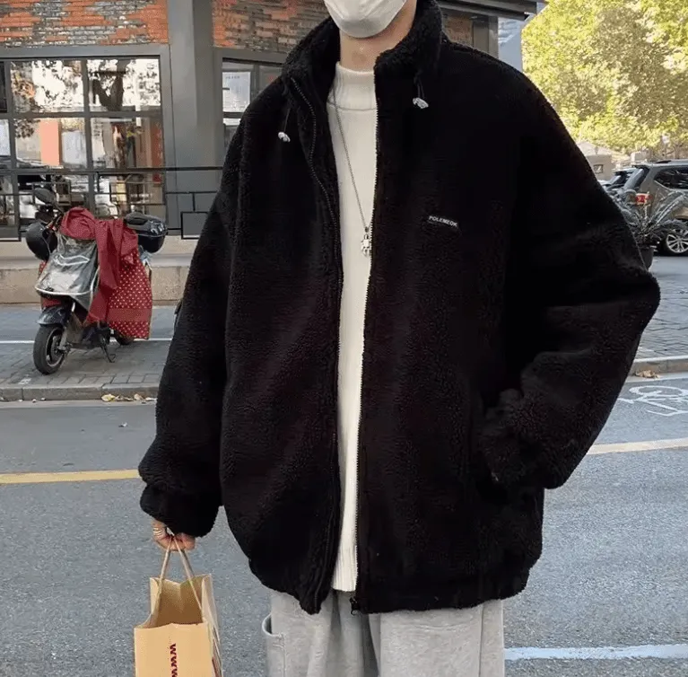 Men’s Warm Cotton Coat 2025 – Loose Fit Sheep Velvet Jacket for Spring & Autumn | Fashionable Casual Outerwear for Men