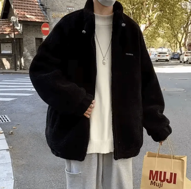 Men’s Warm Cotton Coat 2025 – Loose Fit Sheep Velvet Jacket for Spring & Autumn | Fashionable Casual Outerwear for Men