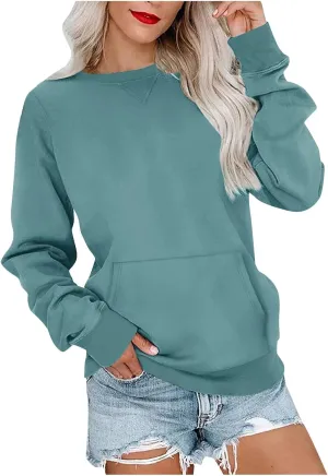 midelxp Crewneck Sweatshirts for Women Cute Long Sleeve Fleece Pullover Tops Casual Loose Fit Y2k Hoodie Fall Clothes 2024