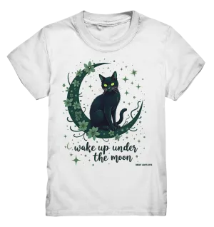 Mystische schwarze Katze auf Mondsichel I wake up under the moon - Kids Premium Shirt