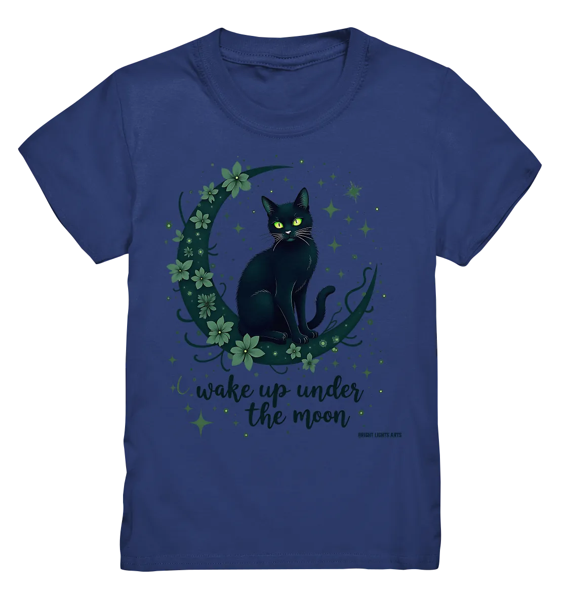 Mystische schwarze Katze auf Mondsichel I wake up under the moon - Kids Premium Shirt
