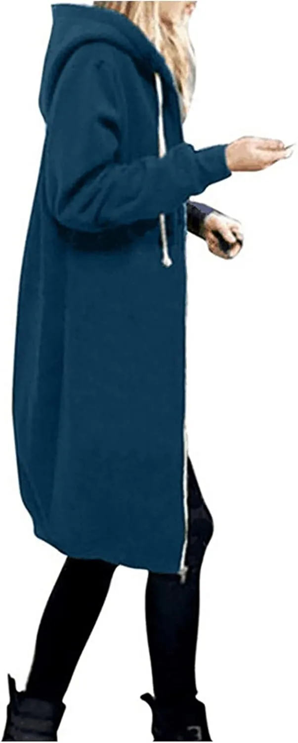 NBXNZWF Womens Zip Up Hoodies Fall Oversize Fleece Jacket Long Sleeve Hooded Lightweight Tunic Sweatshirt With Pockets