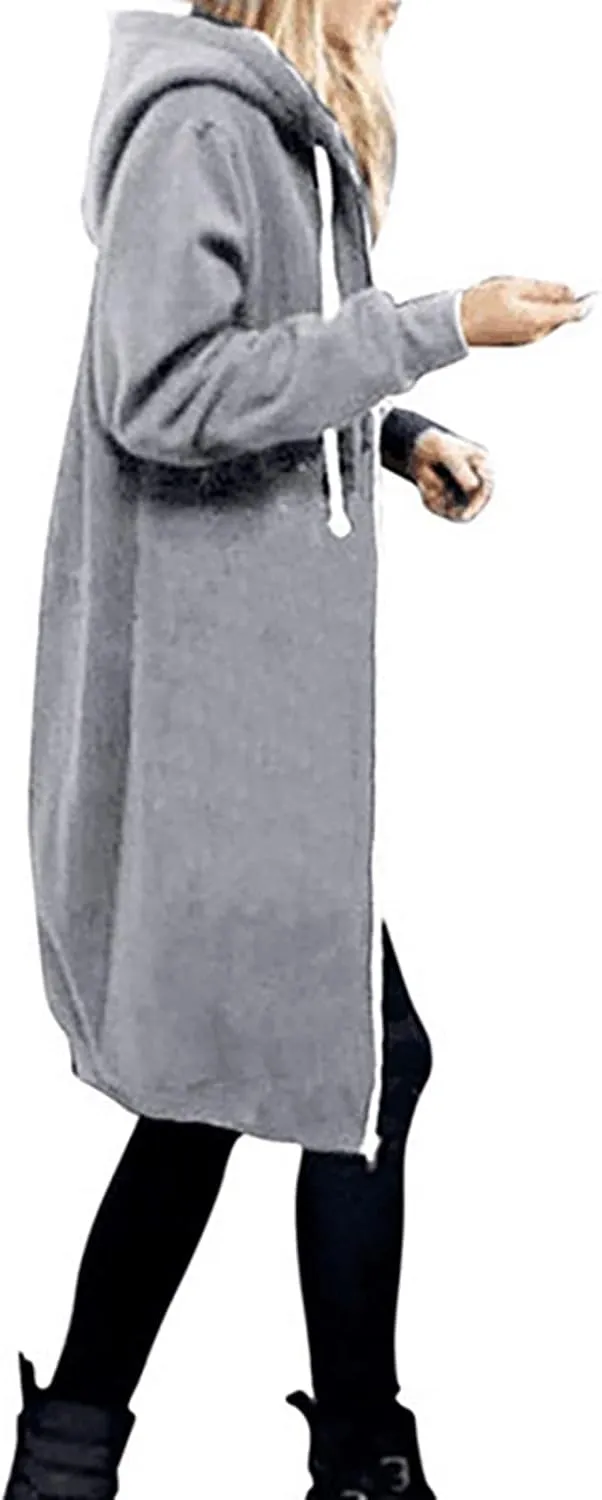 NBXNZWF Womens Zip Up Hoodies Fall Oversize Fleece Jacket Long Sleeve Hooded Lightweight Tunic Sweatshirt With Pockets