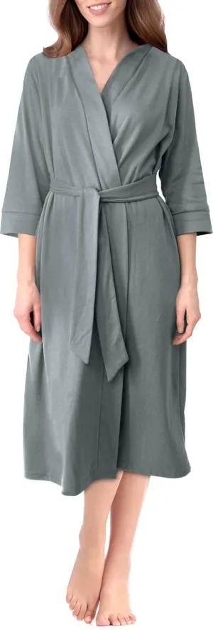 NY Threads Luxurious Women Knit Robe Kimono Cotton Blend Bathrobe Ladies Loungewear Sleepwear, Bulk Pack of 14 (Small, Grey)