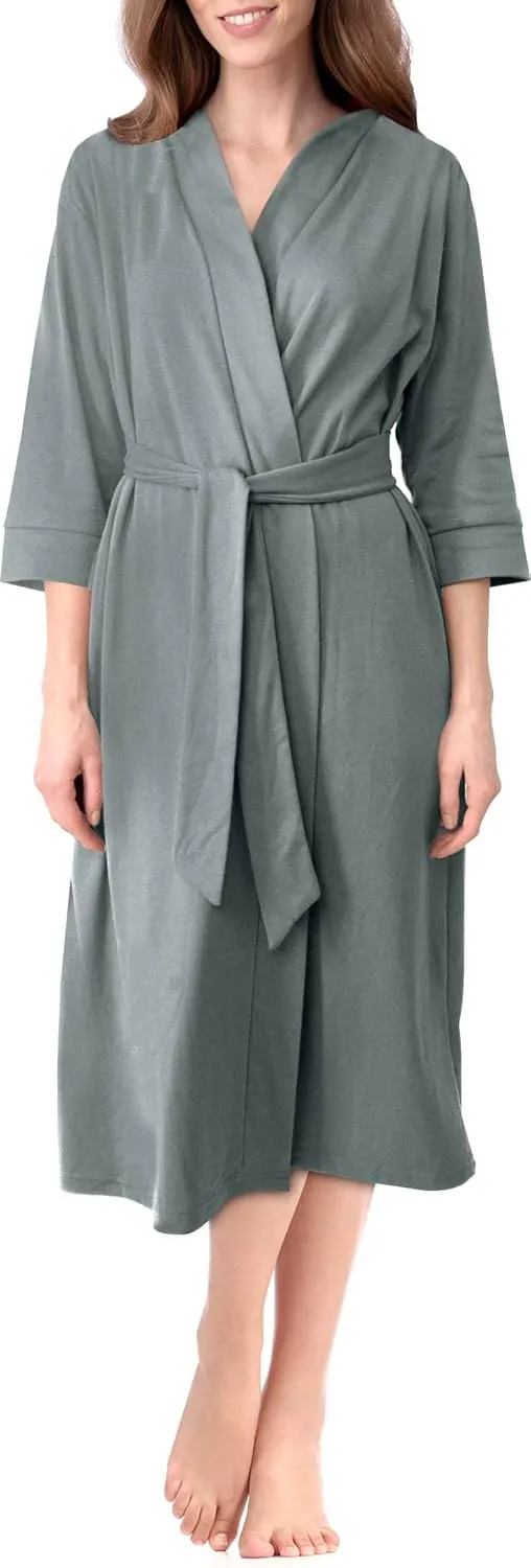 NY Threads Luxurious Women Knit Robe Kimono Cotton Blend Bathrobe Ladies Loungewear Sleepwear, Bulk Pack of 14 (Small, Grey)