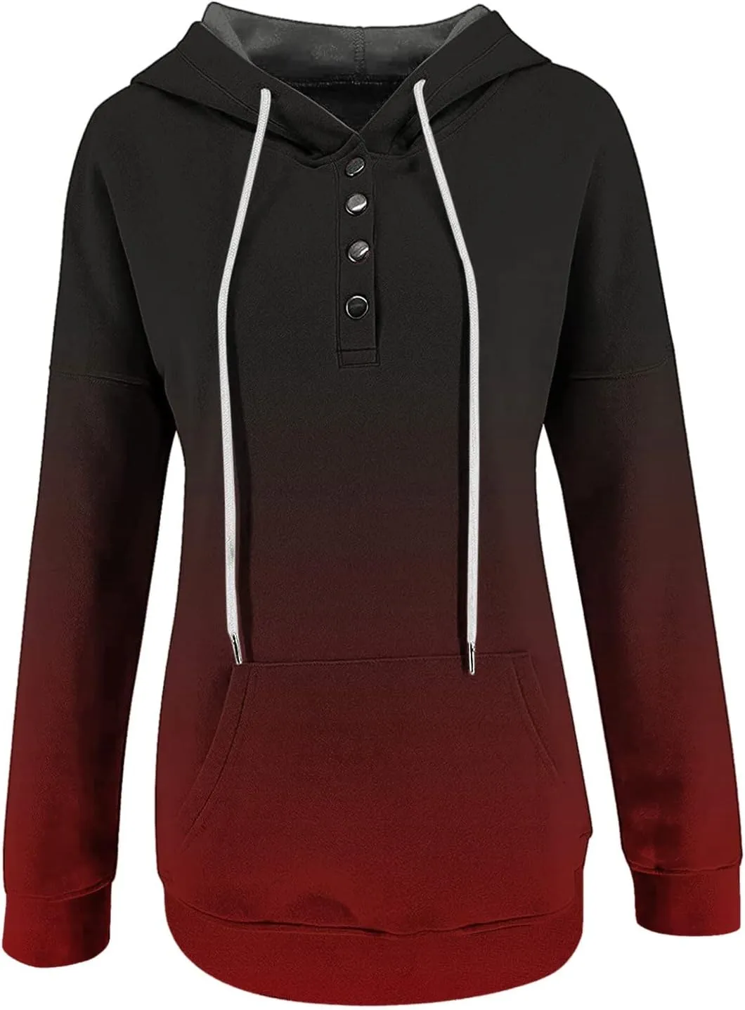 Oversized Hoodies for Women Fall Fashion Button Down Loose Fit Sweatshirt Long Sleeve Cute Drawstring Workout Hoodie
