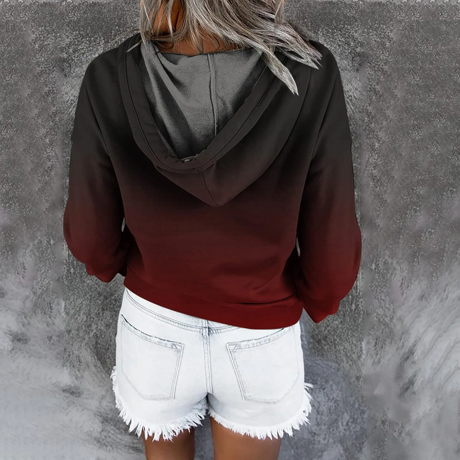 Oversized Hoodies for Women Fall Fashion Button Down Loose Fit Sweatshirt Long Sleeve Cute Drawstring Workout Hoodie