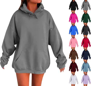 Oversized Hoodies for Women Plus Size Comfy Fleece Sweatshirts with Pockets Y2K Loose Long Sleeve Pullover Sweater
