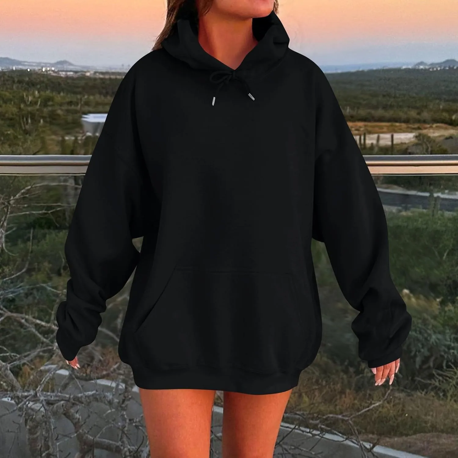Oversized Hoodies for Women Plus Size Comfy Fleece Sweatshirts with Pockets Y2K Loose Long Sleeve Pullover Sweater