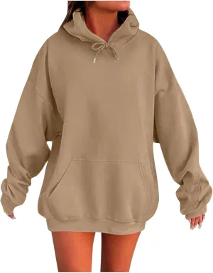 Oversized Hoodies for Women Plus Size Sweatshirts Pullover Cute Pink Hoodie Long Sleece Winter Tops with Pcokets