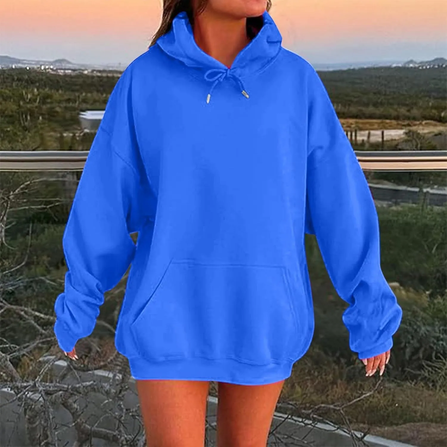 Oversized Hoodies for Women Plus Size Sweatshirts Pullover Cute Pink Hoodie Long Sleece Winter Tops with Pcokets