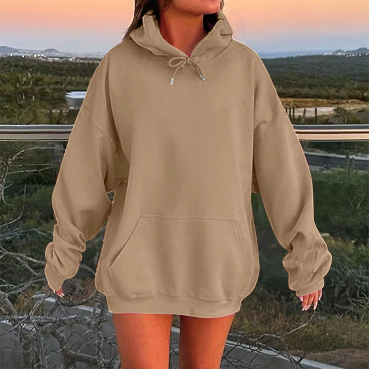 Oversized Hoodies for Women Plus Size Sweatshirts Pullover Cute Pink Hoodie Long Sleece Winter Tops with Pcokets