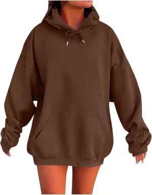 Oversized Hoodies for Women Plus Size Sweatshirts Pullover Cute Pink Hoodie Long Sleece Winter Tops with Pcokets