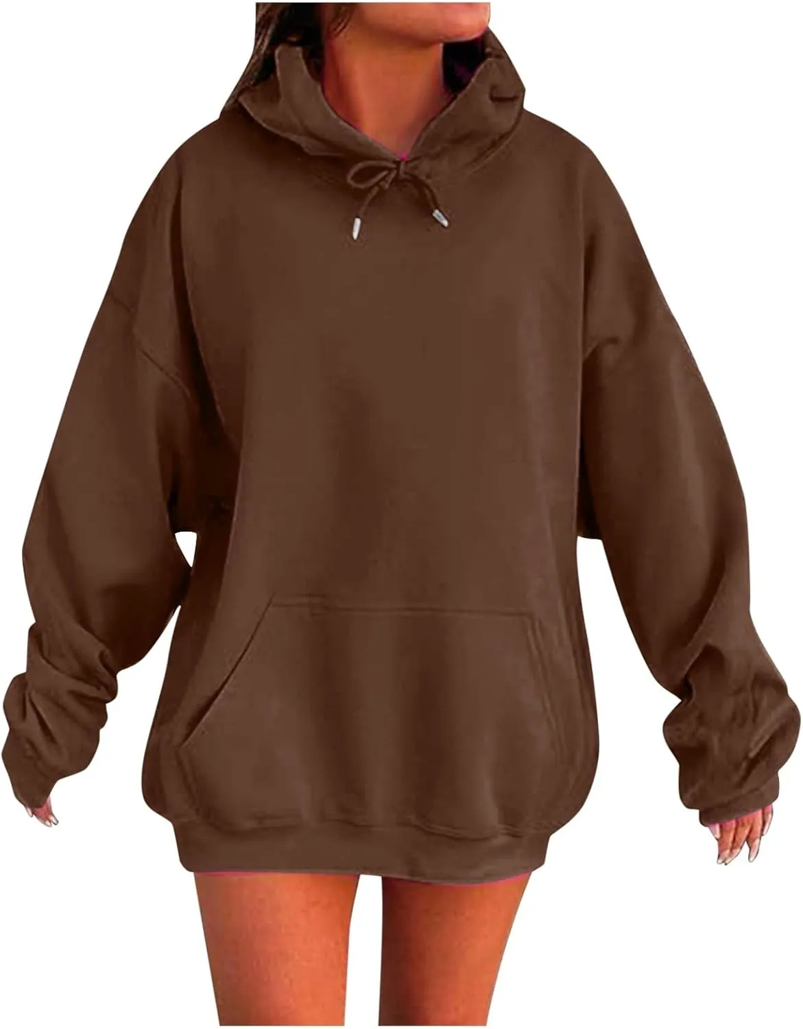 Oversized Hoodies for Women Plus Size Sweatshirts Pullover Cute Pink Hoodie Long Sleece Winter Tops with Pcokets