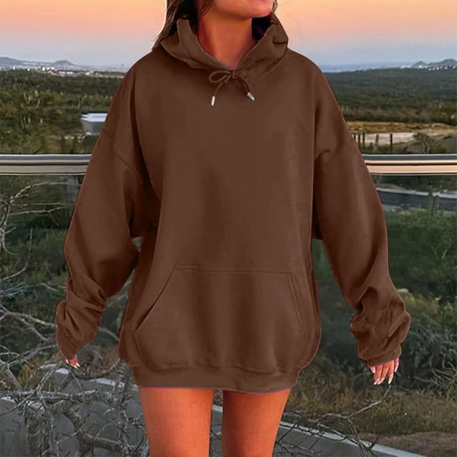 Oversized Hoodies for Women Plus Size Sweatshirts Pullover Cute Pink Hoodie Long Sleece Winter Tops with Pcokets