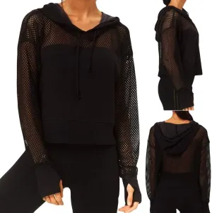 Oversized Shirts For Women Casual Y2K Hooded Long Sleeve Shirt Hallow Out Patchwork Loose Fit Hoodies