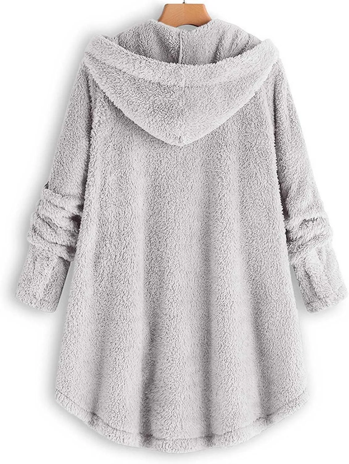 Oversized Warm Winter Coats Women Faux Fur Sherpa Jacket Fuzzy Fleece Pullover Hoodie Button Down Outerwear Coat Plus