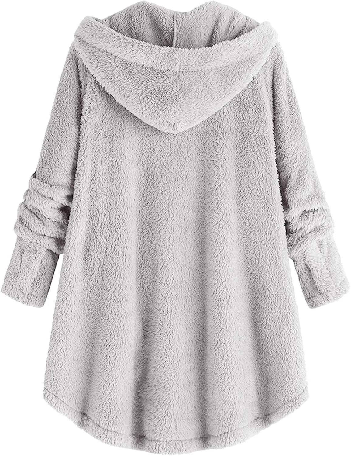Oversized Warm Winter Coats Women Faux Fur Sherpa Jacket Fuzzy Fleece Pullover Hoodie Button Down Outerwear Coat Plus